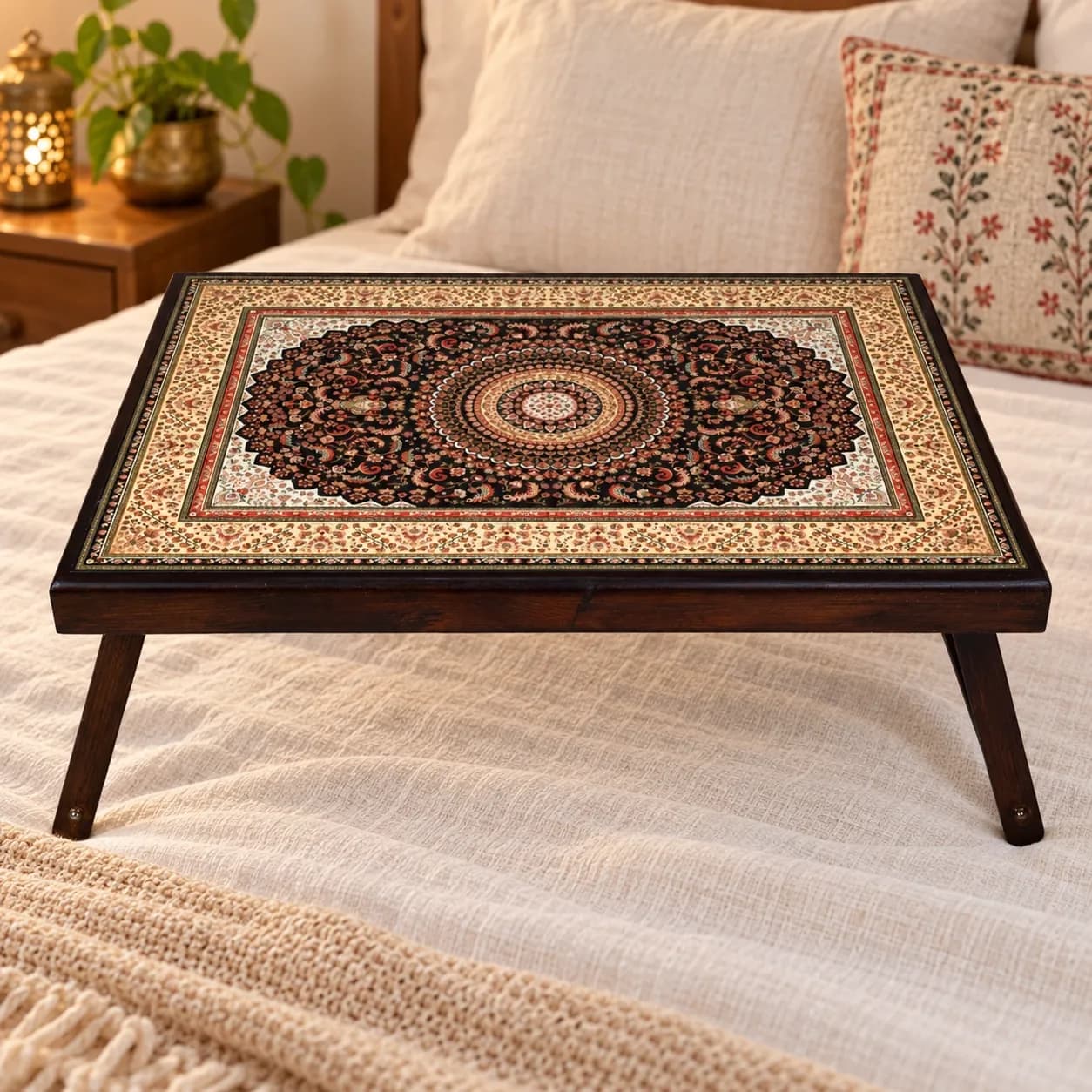 Bed Table in Black Medallion